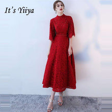Load image into Gallery viewer, It's Yiiya Formal Evening Dresses Lace Up Beading Half Sleeve Lace Sexy Backless Fashion Designer Formal Dress LX1008 - Ole Misc.