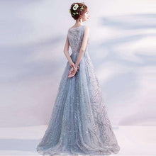 Load image into Gallery viewer, It's Yiiya Light Gray V Neck Luxury Evening Dresses Bling Sequined Floor Length Famous Designer Party Formal Dress LX264 - Ole Misc.