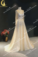 Load image into Gallery viewer, JIALINZEYI Real Picture Champagne Long Sleeves Full Beads Luxuirous Formal party Dress evening Dresses - Ole Misc.