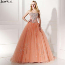 Load image into Gallery viewer, JaneVini Charming Ball Gown Long Bridesmaid Dresses 2019 Sweetheart Sleeveless Beading Backless Girls Pageant Tulle Formal Dress - Ole Misc.