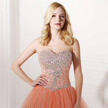Load image into Gallery viewer, JaneVini Charming Ball Gown Long Bridesmaid Dresses 2019 Sweetheart Sleeveless Beading Backless Girls Pageant Tulle Formal Dress - Ole Misc.