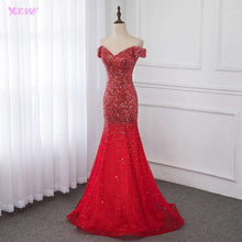 Load image into Gallery viewer, Off Shoulder Red Mermaid Evening Dress 2019 Formal Dresses Evening Gown Competition Robe de Soiree Sequin Beading Tulle YQLNNE - Ole Misc.