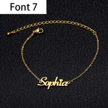 Load image into Gallery viewer, Personalized Custom Name Bracelet For Women Stainless Steel Charms Handmade Engraved Handwriting Love Bangle Gift - Ole Misc.