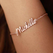 Load image into Gallery viewer, Personalized Custom Name Bracelet For Women Stainless Steel Charms Handmade Engraved Handwriting Love Bangle Gift - Ole Misc.