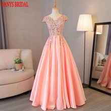 Load image into Gallery viewer, Pink Long Lace Evening Dresses Party Women A Line Custom Made Beaded Formal Evening Gowns Dresses Wear robe de soiree longue - Ole Misc.