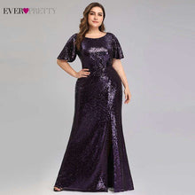 Load image into Gallery viewer, Plus Size Dark Purple Mermaid Evening Dresses Long Ever Pretty EP00928DP O Neck Sequined Elegant Formal Dresses Robe De Soiree - Ole Misc.