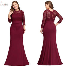 Load image into Gallery viewer, Plus Size Long Evening Dress 2019 Elegant Mermaid Formal Dress Evening Gown Sleeve Lace Applique Robe de Soiree Party Vestidos - Ole Misc.
