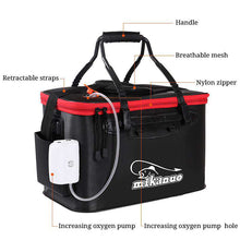 Load image into Gallery viewer, Portable EVA Fishing Bucket Bag Collapsible Fishing Bucket Live Fish Box Bucket Oxygen Pump Outdoor Fishing Tackle Storage Bags - Ole Misc.