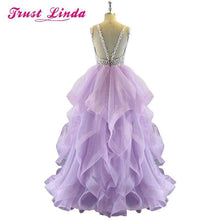 Load image into Gallery viewer, Real Sample A line Prom Dresses Vestido de Formatura Longo Women Sexy See Through Top Pageant Dresses Sparkly Evening Party Gown - Ole Misc.