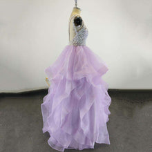 Load image into Gallery viewer, Real Sample A line Prom Dresses Vestido de Formatura Longo Women Sexy See Through Top Pageant Dresses Sparkly Evening Party Gown - Ole Misc.
