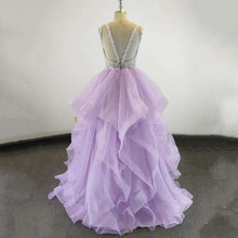 Load image into Gallery viewer, Real Sample A line Prom Dresses Vestido de Formatura Longo Women Sexy See Through Top Pageant Dresses Sparkly Evening Party Gown - Ole Misc.