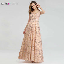 Load image into Gallery viewer, Robe De Soiree Ever Pretty Rose Gold Evening Dresses Long A Line V Neck Bow Sashes Elegant Formal Party Dresses Abendkleider - Ole Misc.