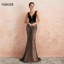 Load image into Gallery viewer, Sexy Backless Sequin Evening Dress Long 2019 Mermaid V Neck Black Elegant Formal Dress Prom Party Gown Robe De Soiree - Ole Misc.