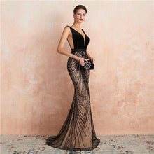 Load image into Gallery viewer, Sexy Backless Sequin Evening Dress Long 2019 Mermaid V Neck Black Elegant Formal Dress Prom Party Gown Robe De Soiree - Ole Misc.