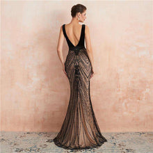 Load image into Gallery viewer, Sexy Backless Sequin Evening Dress Long 2019 Mermaid V Neck Black Elegant Formal Dress Prom Party Gown Robe De Soiree - Ole Misc.
