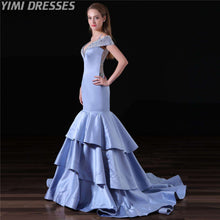 Load image into Gallery viewer, Sexy Satin Evening Dresses Long Beaded Formal Dress Women Elegant Gala Gown Bridal Party Dress V neck Mermaid Evening Dress 2019 - Ole Misc.