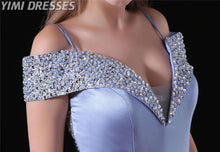 Load image into Gallery viewer, Sexy Satin Evening Dresses Long Beaded Formal Dress Women Elegant Gala Gown Bridal Party Dress V neck Mermaid Evening Dress 2019 - Ole Misc.