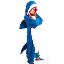 Load image into Gallery viewer, Shark Kigurumi Pajamas Onesie For Adults Animal Fleece Pajamas Party Navy Bodysuit Cosplay Unisex Sleepwear Halloween Pyjamas - Ole Misc.