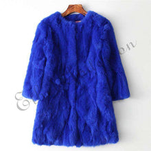 Load image into Gallery viewer, Ethel Anderson 100% Real Rabbit Fur Coat Women's O-Neck Long Rabbit Fur Jacket 3/4 Sleeves Vintage Style Leather Fur Outwear - Ole Misc.