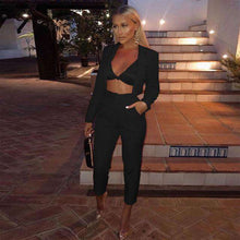 Load image into Gallery viewer, Cryptographic Neon Fashion Blazer Suit and Pant Set Women Autumn Coat Outwear Matching Sets High Waist Pants Trousers Streetwear - Ole Misc.