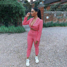 Load image into Gallery viewer, Cryptographic Neon Fashion Blazer Suit and Pant Set Women Autumn Coat Outwear Matching Sets High Waist Pants Trousers Streetwear - Ole Misc.