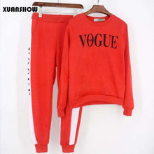 Load image into Gallery viewer, XUANSHOW Tracksuit 2019 Autumn Winter Women's Suit VOGUE Letter Printed 0-Neck Sweatshirt + Patchwork Long Pant 2 Piece Set - Ole Misc.