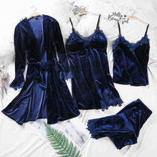 Load image into Gallery viewer, Pajamas Women's Autumn Gold Velvet Four-Piece Suit Long Paragraph Robe Harness Set With Chest Pad Velvet - Ole Misc.