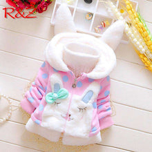 Load image into Gallery viewer, R&amp;Z children's jacket 2019 autumn and winter new girls coat polka dot cartoon rabbit ears hooded jacket - Ole Misc.