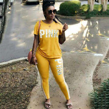 Load image into Gallery viewer, RAISEVERN PINK Letter Print Tracksuits Women Two Piece Set Spring Street t-shirt Tops and Jogger Set Suits Casual 2pcs Outfits - Ole Misc.