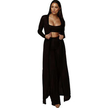 Load image into Gallery viewer, Women Knitted 3 Piece Set Spaghetti Strap Crop Top High Waist Pant Long Sleeve Cardigan Overcoat Suits Belt Autumn Streetwear - Ole Misc.