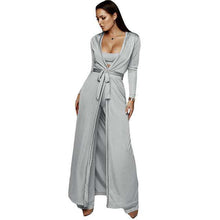 Load image into Gallery viewer, Women Knitted 3 Piece Set Spaghetti Strap Crop Top High Waist Pant Long Sleeve Cardigan Overcoat Suits Belt Autumn Streetwear - Ole Misc.