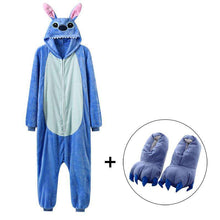 Load image into Gallery viewer, Zipper Onesie Stitch Kigurumi Women Girl Unisex Animal Pajama Winter Warm Sleep Suit Couple Overall Soft Flannel Cute Stich 2019 - Ole Misc.