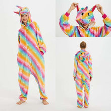 Load image into Gallery viewer, 2019 Winter Christmas Kigurumi Pajama Adult Animal Unicorn Onesie Women Men Couple Pajamas Set Kegurumi Sleepwear Flannel Zipper - Ole Misc.