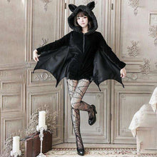 Load image into Gallery viewer, Halloween Black Vampire Bat Cosplay Costume Woman Black Evil Horror Hooded Vampire Bat Sleeve Cosplay Halloween Costumes Cos - Ole Misc.