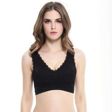 Load image into Gallery viewer, M-3XL Women Underwear Sexy Lingerie Lace Solid Color Cross Side Buckle Wireless Push up Breathable Sleep Sports Bra - Ole Misc.