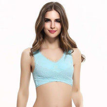 Load image into Gallery viewer, M-3XL Women Underwear Sexy Lingerie Lace Solid Color Cross Side Buckle Wireless Push up Breathable Sleep Sports Bra - Ole Misc.
