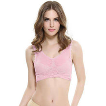 Load image into Gallery viewer, M-3XL Women Underwear Sexy Lingerie Lace Solid Color Cross Side Buckle Wireless Push up Breathable Sleep Sports Bra - Ole Misc.
