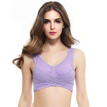 Load image into Gallery viewer, M-3XL Women Underwear Sexy Lingerie Lace Solid Color Cross Side Buckle Wireless Push up Breathable Sleep Sports Bra - Ole Misc.