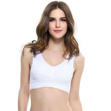 Load image into Gallery viewer, M-3XL Women Underwear Sexy Lingerie Lace Solid Color Cross Side Buckle Wireless Push up Breathable Sleep Sports Bra - Ole Misc.