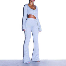 Load image into Gallery viewer, KGFIGU 2019 New Fashion 2 Two Piece Set Women Ribbed V Neck Long sleeve Top and Long Pants Set Sexy Autumn Tracksuit Women - Ole Misc.