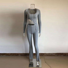 Load image into Gallery viewer, KGFIGU 2019 New Fashion 2 Two Piece Set Women Ribbed V Neck Long sleeve Top and Long Pants Set Sexy Autumn Tracksuit Women - Ole Misc.