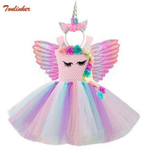 Load image into Gallery viewer, Halloween Flowers Unicorn Costume Pony Unicorn Tutu Fancy Dress up Headband Wings for girls Flower Pageant Princess headress - Ole Misc.