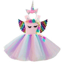 Load image into Gallery viewer, Halloween Flowers Unicorn Costume Pony Unicorn Tutu Fancy Dress up Headband Wings for girls Flower Pageant Princess headress - Ole Misc.