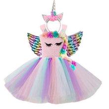 Load image into Gallery viewer, Halloween Flowers Unicorn Costume Pony Unicorn Tutu Fancy Dress up Headband Wings for girls Flower Pageant Princess headress - Ole Misc.