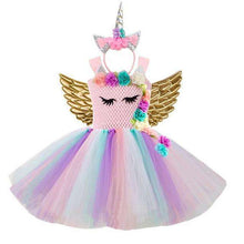 Load image into Gallery viewer, Halloween Flowers Unicorn Costume Pony Unicorn Tutu Fancy Dress up Headband Wings for girls Flower Pageant Princess headress - Ole Misc.