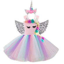 Load image into Gallery viewer, Halloween Flowers Unicorn Costume Pony Unicorn Tutu Fancy Dress up Headband Wings for girls Flower Pageant Princess headress - Ole Misc.