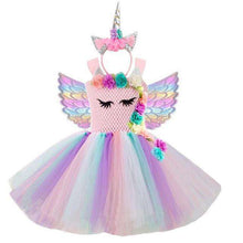 Load image into Gallery viewer, Halloween Flowers Unicorn Costume Pony Unicorn Tutu Fancy Dress up Headband Wings for girls Flower Pageant Princess headress - Ole Misc.