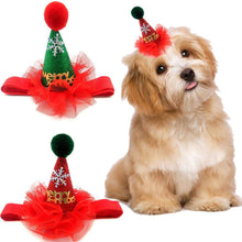 Load image into Gallery viewer, Pet Dogs Caps With Bowknot Cat Dog Christmas Costume Sequin Lace Design Headwear Cap Hat Christmas Party Pets Accessories - Ole Misc.