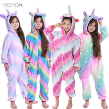 Load image into Gallery viewer, Winter Kigurumi Pajamas Rainbow Unicorn Kids Animal Children Pajamas for Boys Girls Costume Baby Pyjamas Kids Licorne Onesies - Ole Misc.