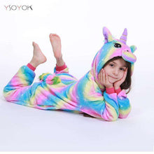 Load image into Gallery viewer, Winter Kigurumi Pajamas Rainbow Unicorn Kids Animal Children Pajamas for Boys Girls Costume Baby Pyjamas Kids Licorne Onesies - Ole Misc.